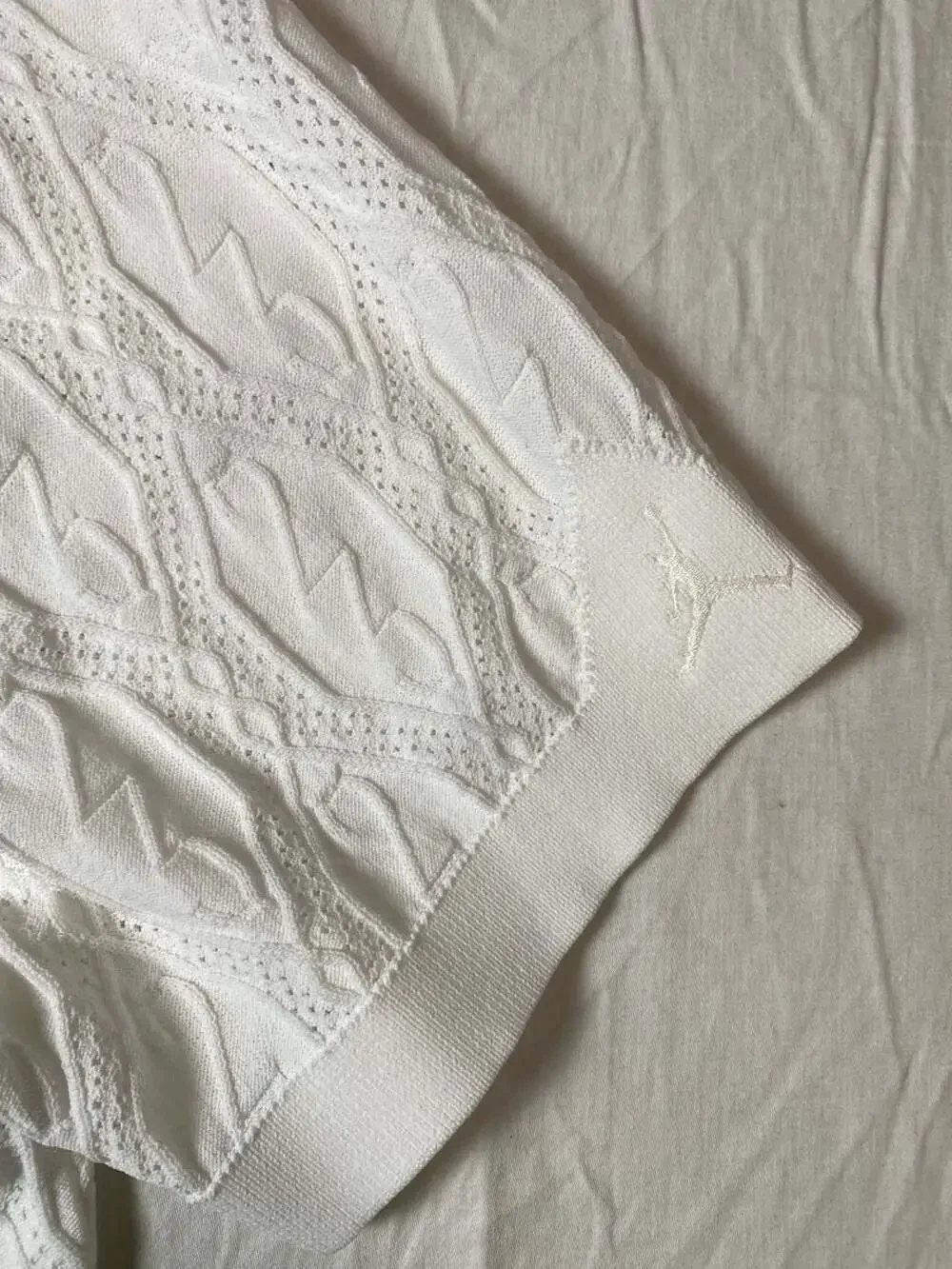Jordan Knit Short Sleeve Button Front Polo Shirt White XXL (1379)